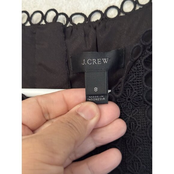 J Crew Black Mixed Lace Blouse Top Sleeveless Casual Office Minimalist Sz 8 - Picture 3 of 10
